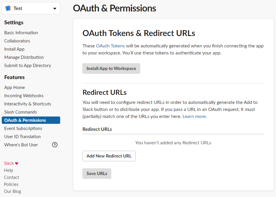 Guia "OAuth e permissões"