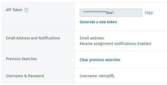 API token location