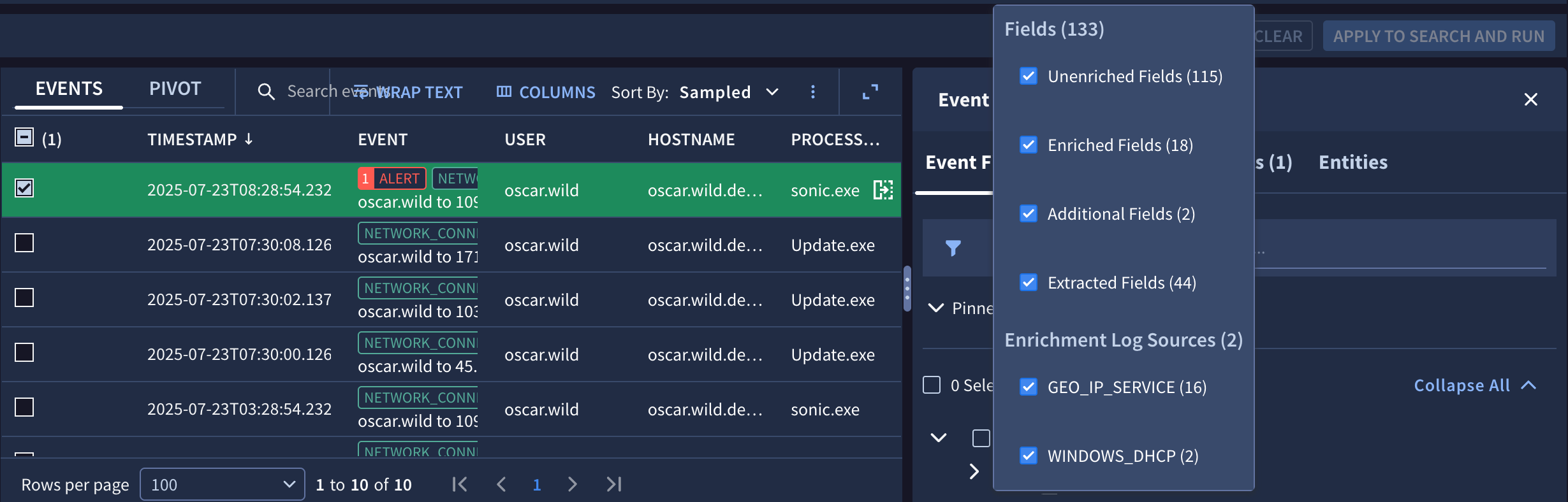 Filter UDM fields in the Event Viewer