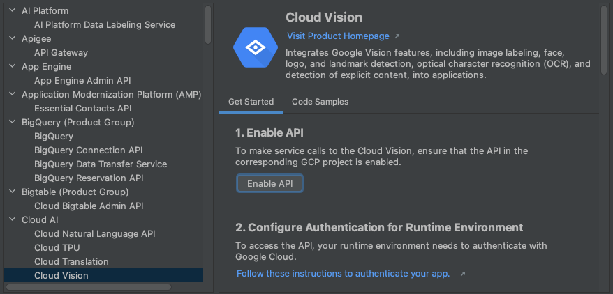 Cloud API Explorer 顯示 Cloud API 清單。