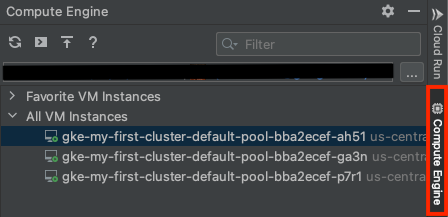 IntelliJ 中的 Compute Engine 分頁