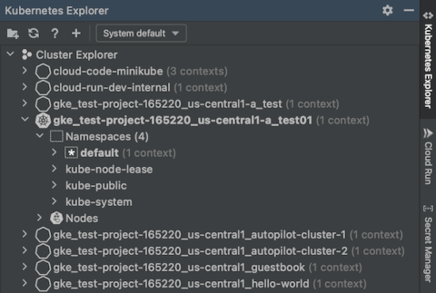 Kubernetes Explorer di Cloud Code