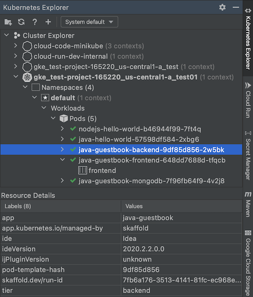 在 Kubernetes Explorer 下半部提供的「Resource Details」面板中查看資源中繼資料