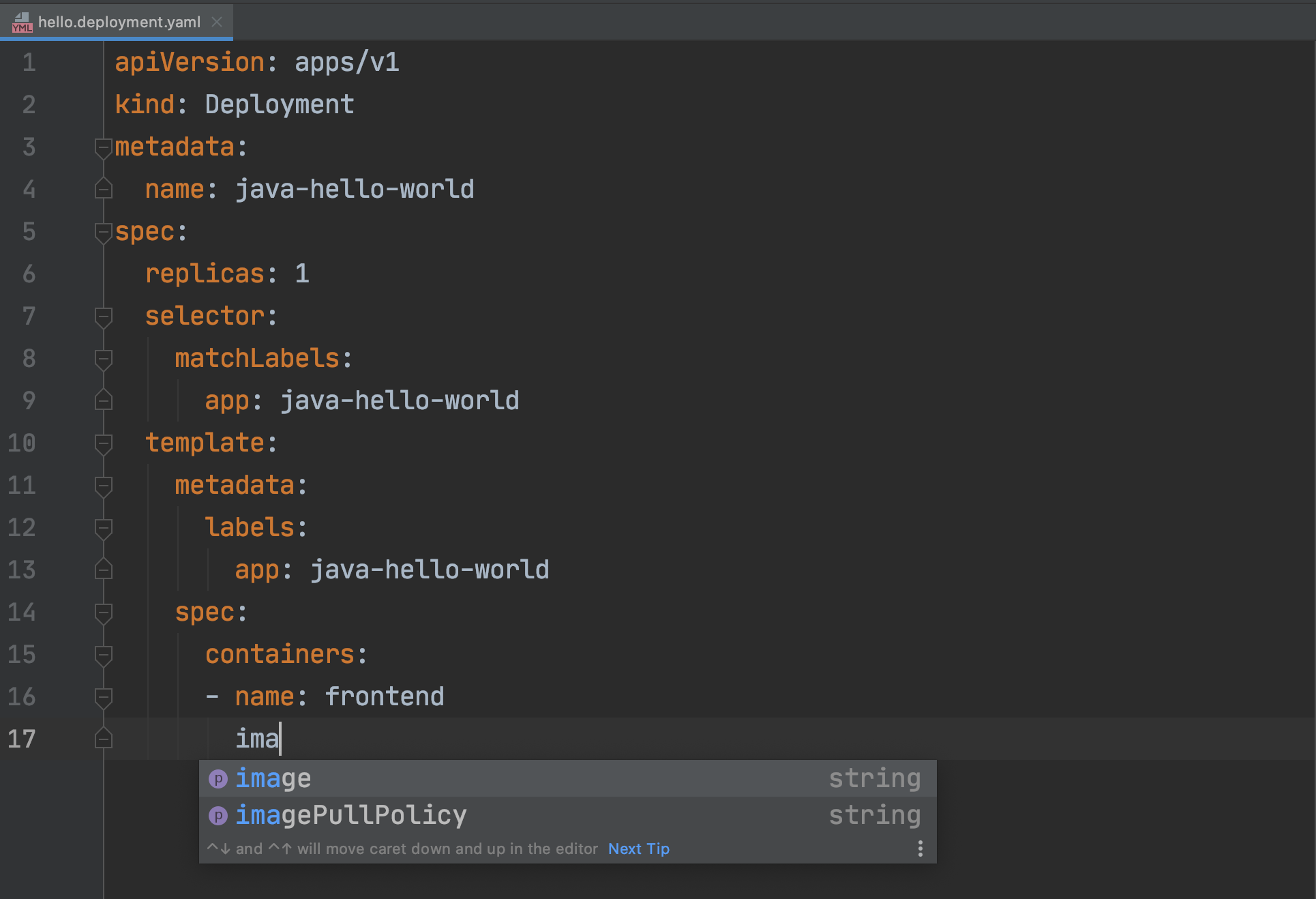 Kubernetes 結構定義的關聯內容自動完成選項