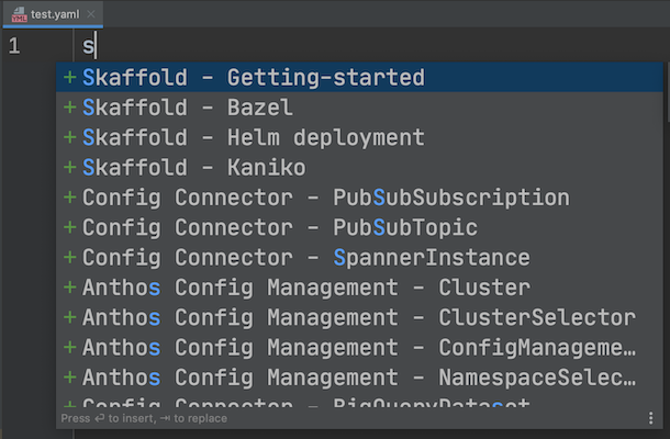 Plantillas YAML de Skaffold