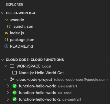 重新排列 Cloud Functions Explorer