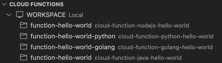 Cloud Functions Explorer 中的多資料夾工作區