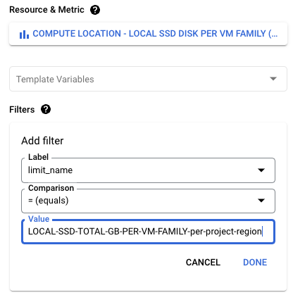 Filtrar para selecionar um limite.