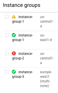 Statusmeldungen auf der Seite &quot;Instanzgruppen&quot;