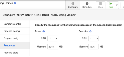 Optimalkan setelan resource di jendela Konfigurasi Cloud Data Fusion