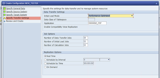 Especificar la configuración de transferencia