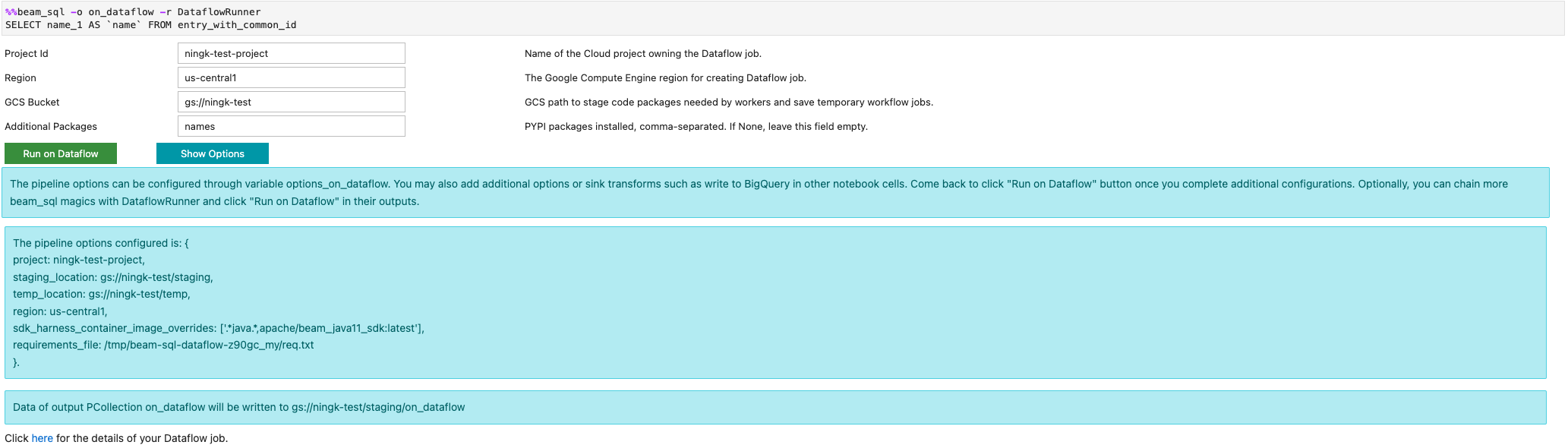 使用 Apache Beam SQL 啟動 Dataflow 工作