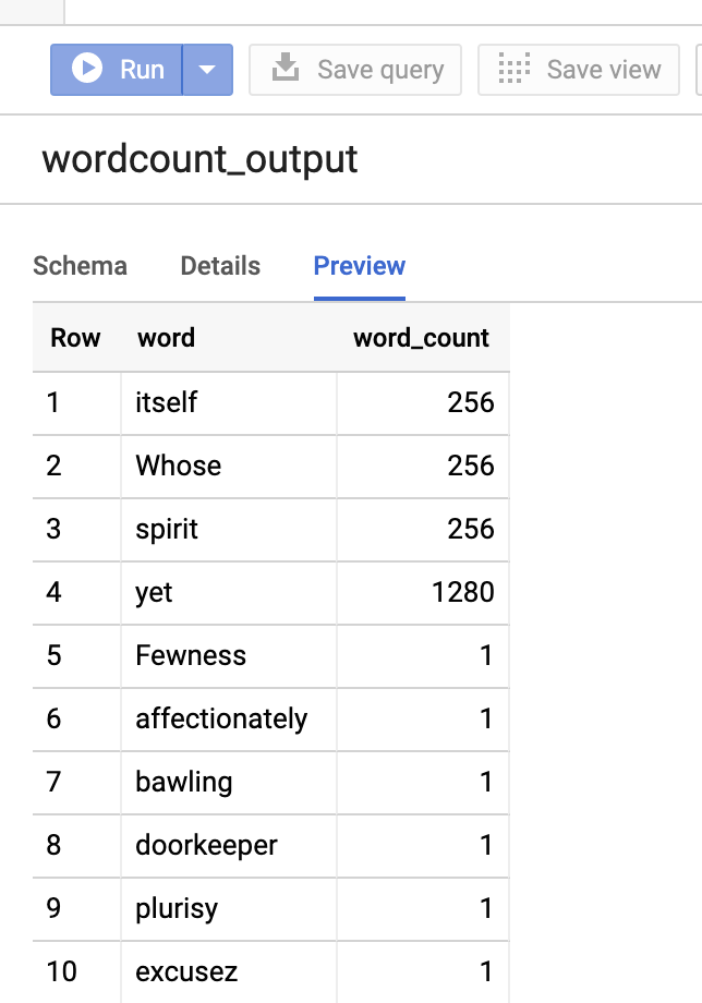 在 Cloud 控制台中的 BigQuery 探索器页面中预览表。