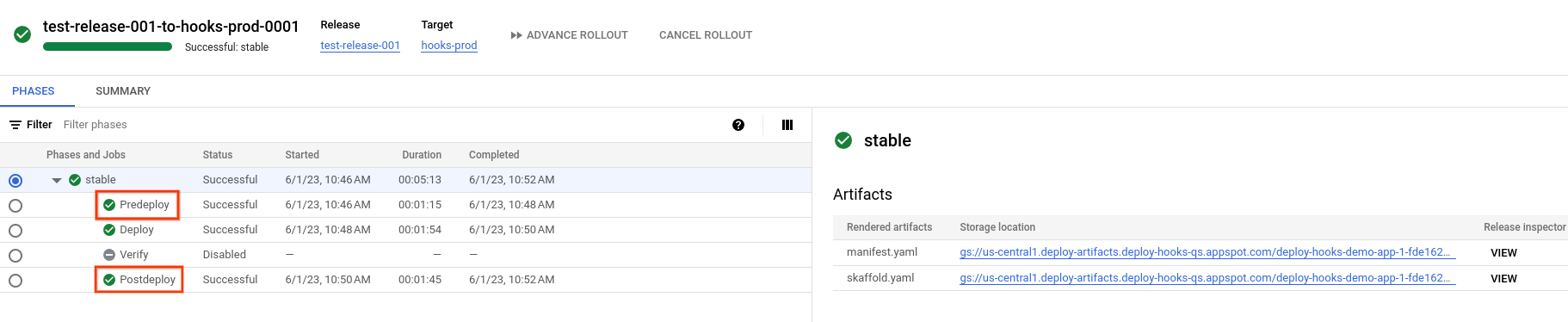 Google Cloud 控制台中的发布