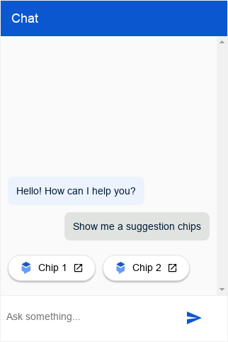 Screenshot del tipo di chip di Dialogflow Messenger