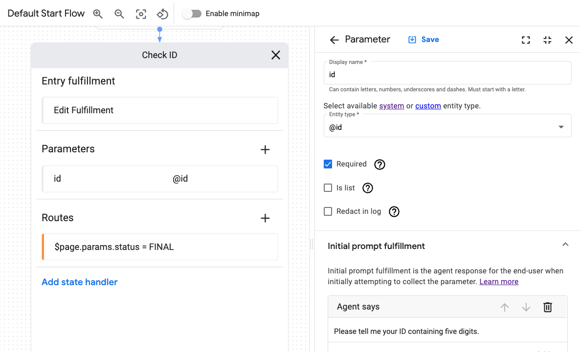 Required parameter in Conversational Agents (Dialogflow CX)