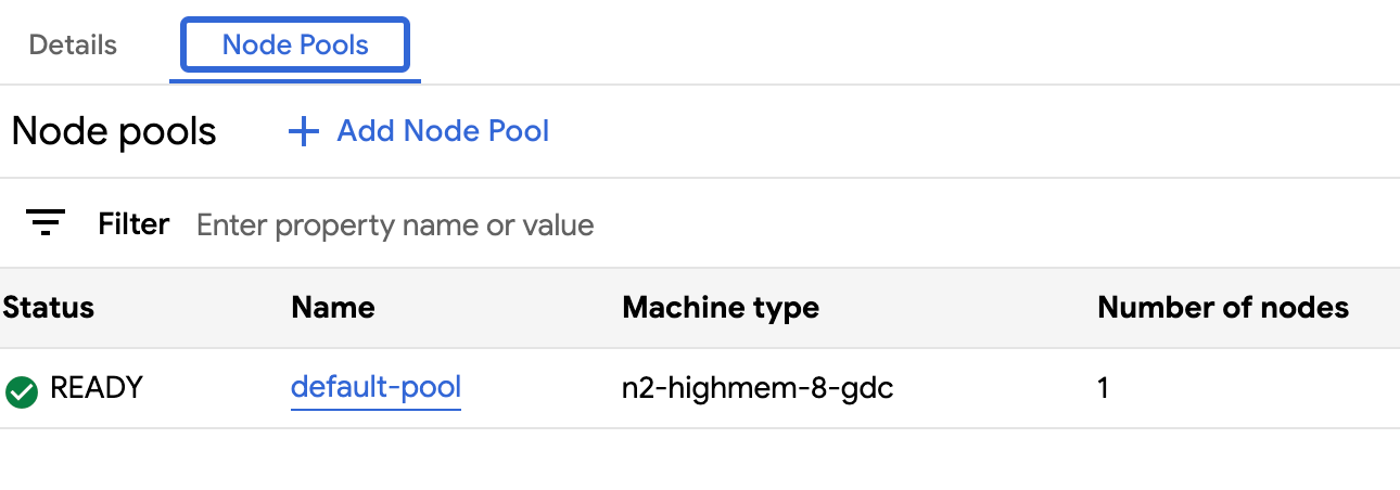 Verifica che il pool di nodi sia pronto utilizzando la console.