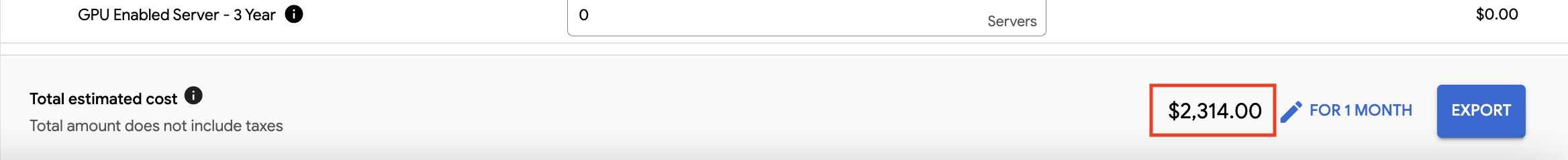 Aggiornamenti del piè di pagina del costo totale del Calcolatore prezzi