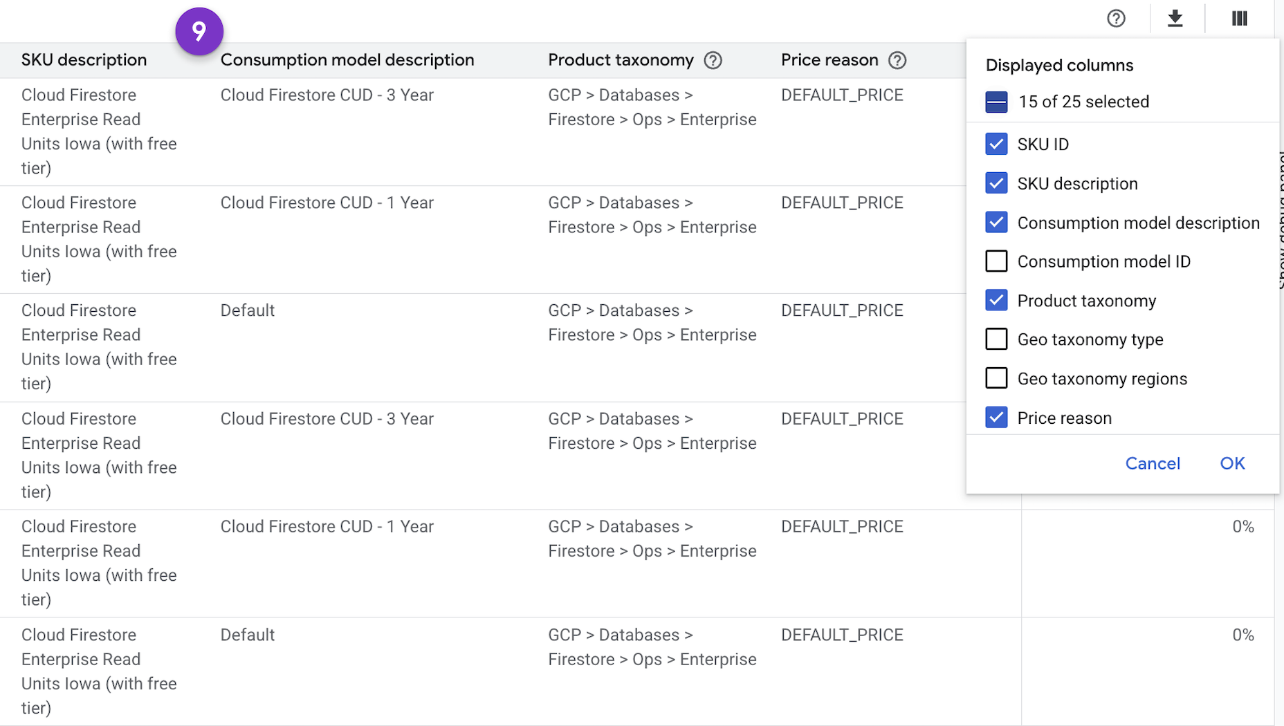 Screenshot della visualizzazione dei prezzi per un progetto con prezzi negoziati.