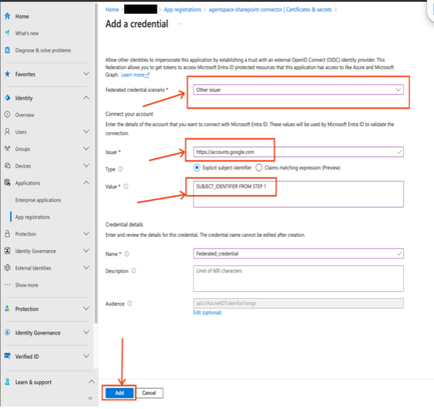 Associe a sua Conta Google ao Microsoft Entra ID