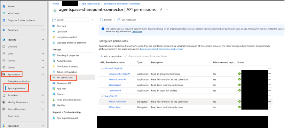 Select the API permissions
