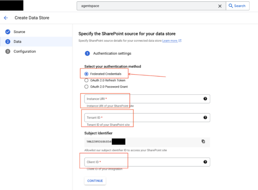 Ajouter les informations d'authentification