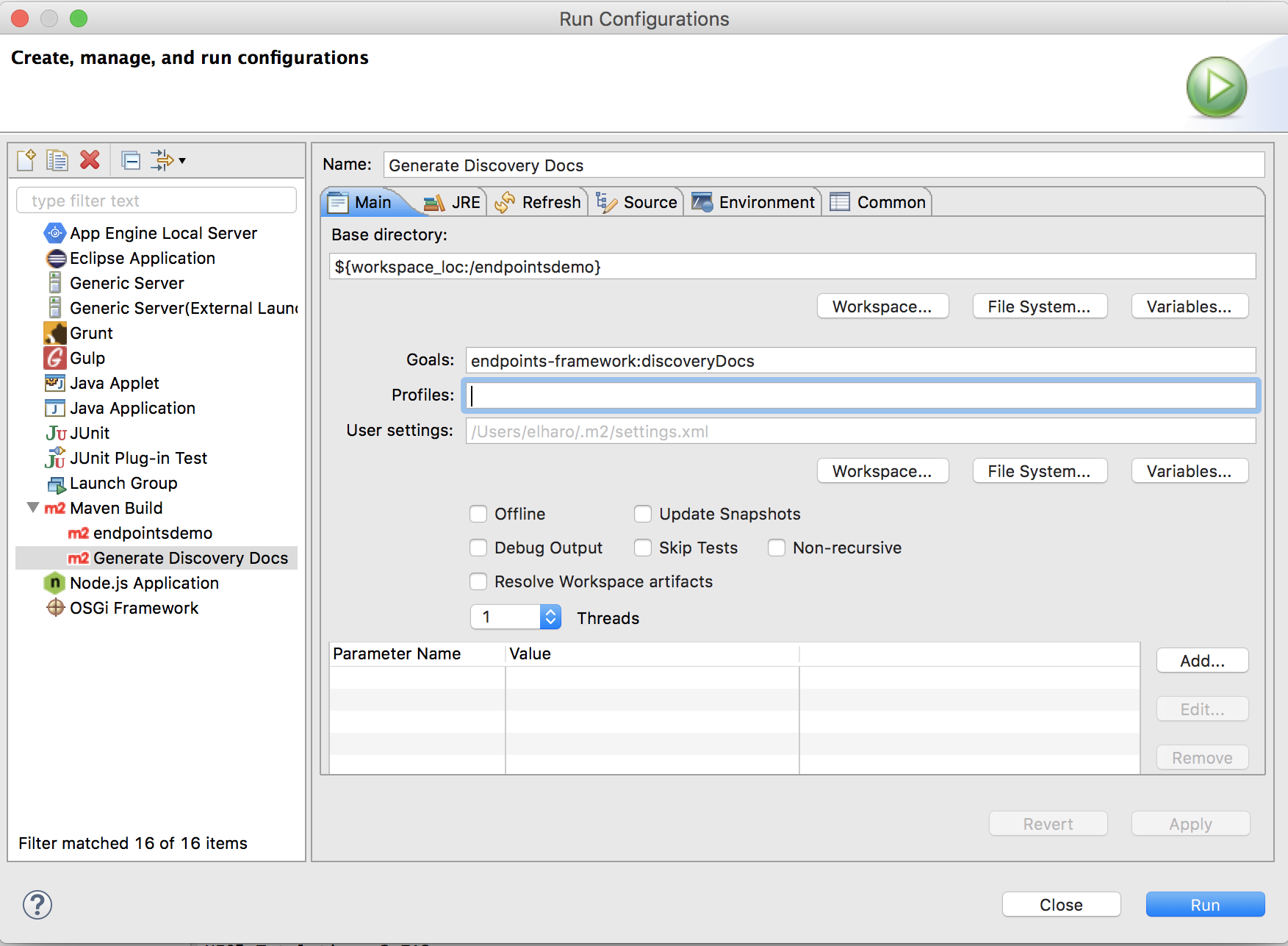 Configurazione di Eclipse Maven Build