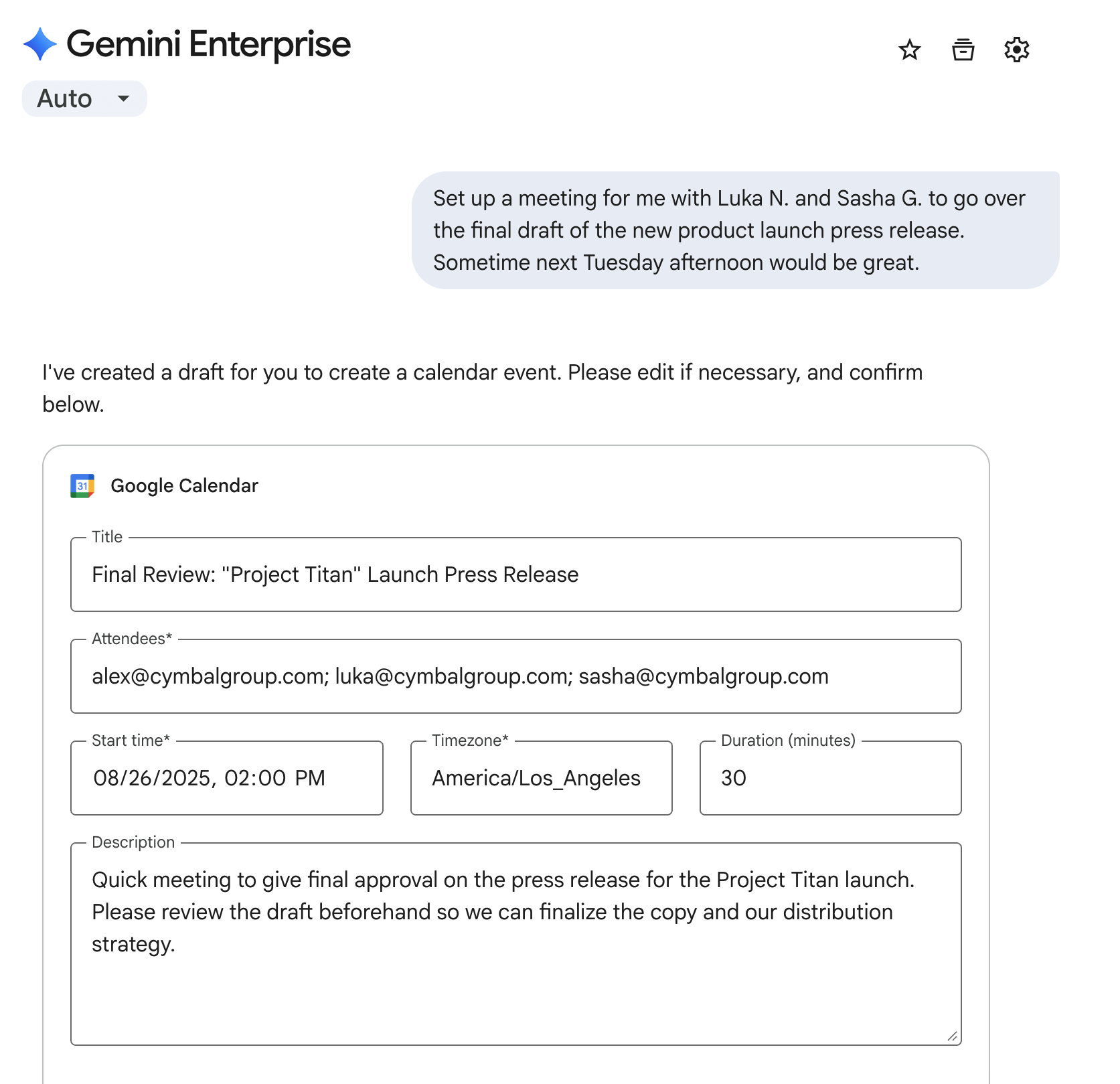 Schedule an event in Google Calendar