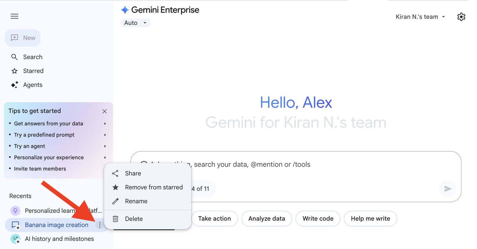Manage your recent chats