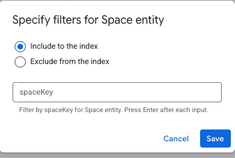 Especificar filtros para incluir o excluir entidades