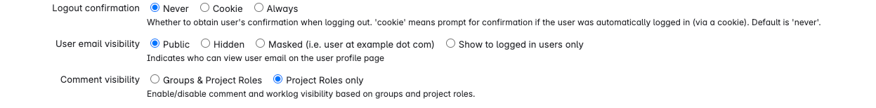 seleziona la visibilità dell'email