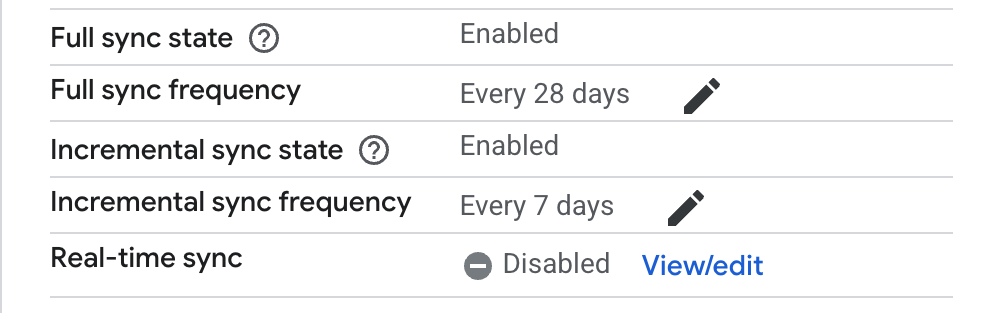 Melihat dan mengedit setelan sinkronisasi real-time