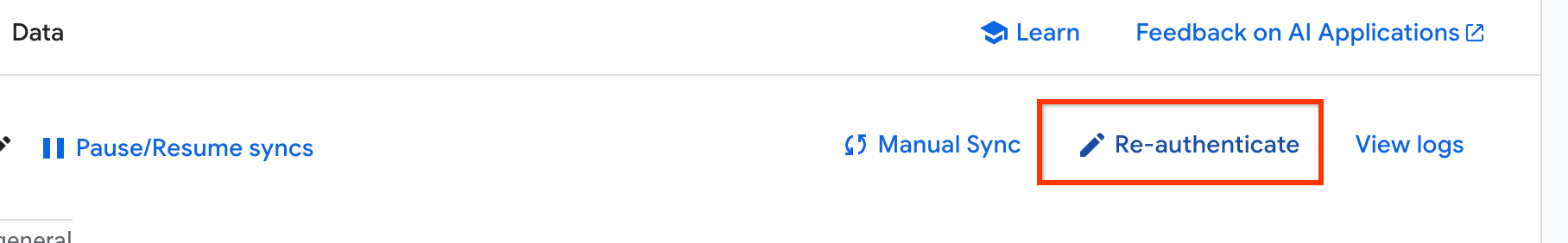 Fai clic sul pulsante Esegui nuovamente l'autenticazione.