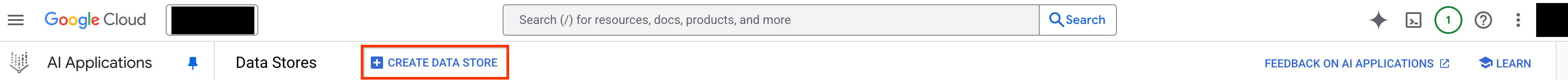 Affiche le bouton "Créer un data store".