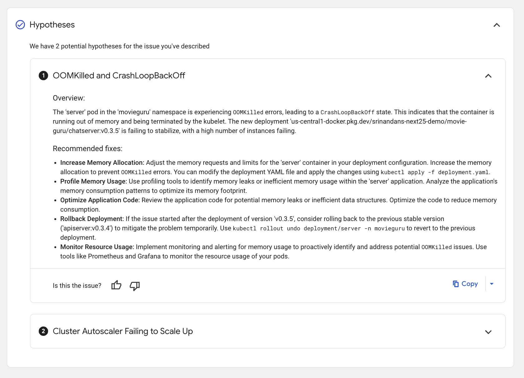Screenshot der Hypothesen für explorative Datenanalysen