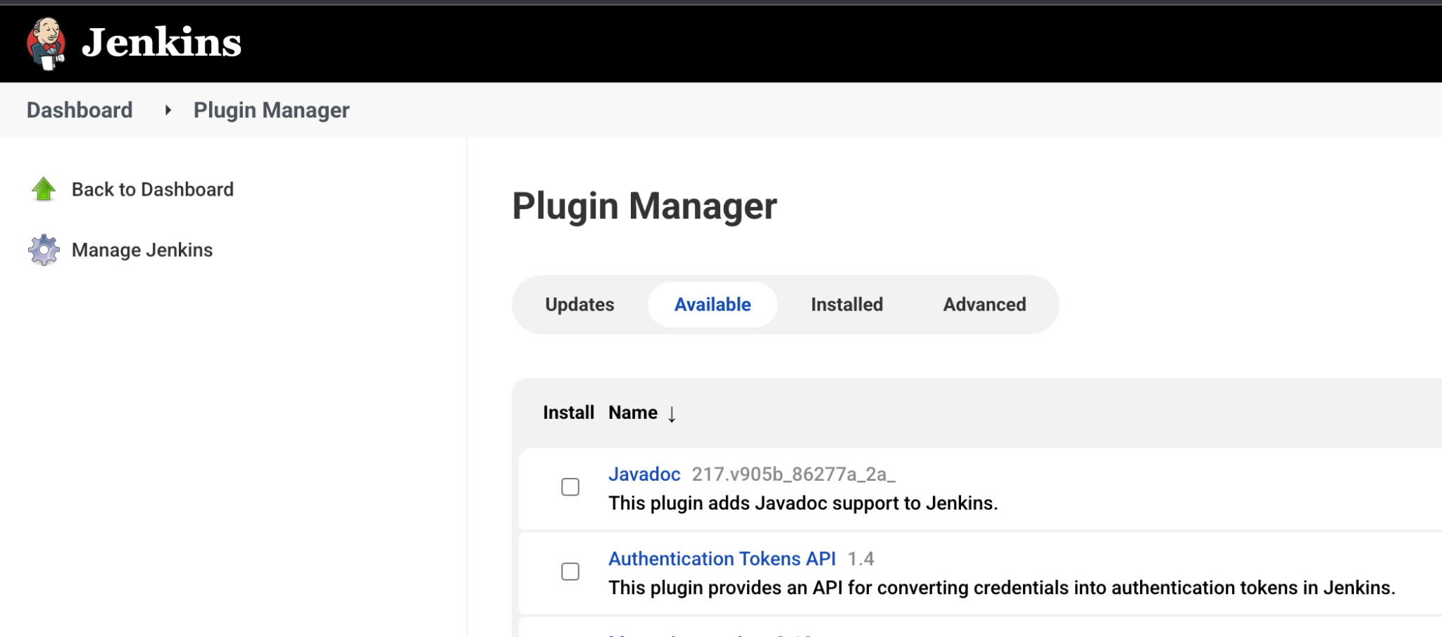 Jenkins plugin manager.