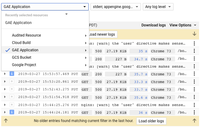 Visionneuse de journaux Cloud Logging