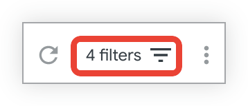 Image de la barre de filtre avec le texte &quot;4 filtres&quot; à côté de l&#39;icône de filtre.