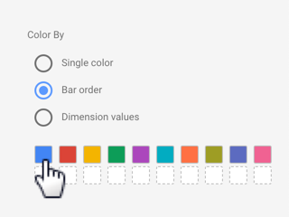 Un utilisateur attribue des couleurs aux barres d&#39;un graphique à barres avec l&#39;option &quot;Ordre des barres&quot; sélectionnée dans la section &quot;Appliquer les couleurs par&quot; de l&#39;onglet &quot;Style&quot;.