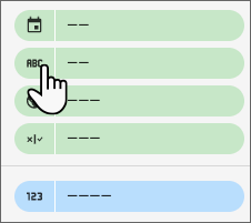 A user hovers a cursor over a dimension Type icon on the Setup tab of the chart Properties panel to edit the field type.