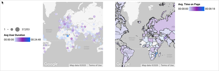 A Google Maps chart displays legends on either side of the chart.