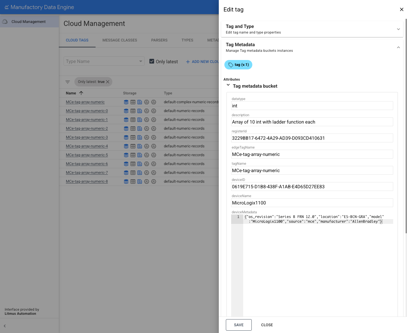 Tag Section – Edit Tag Metadata