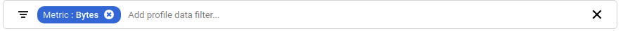 Mostrar um filtro com a opção de métrica e valor de bytes.