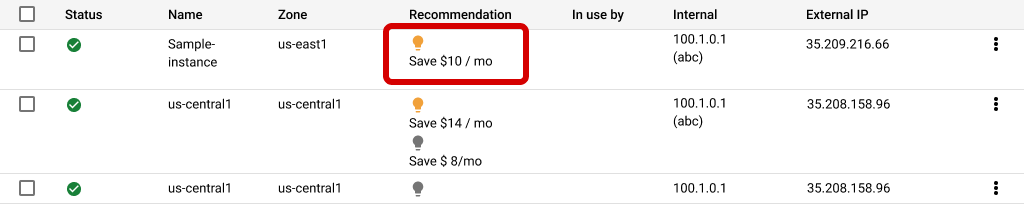 Cost Recommendation Detail