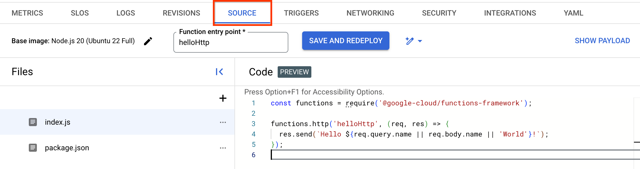 Go to the source tab