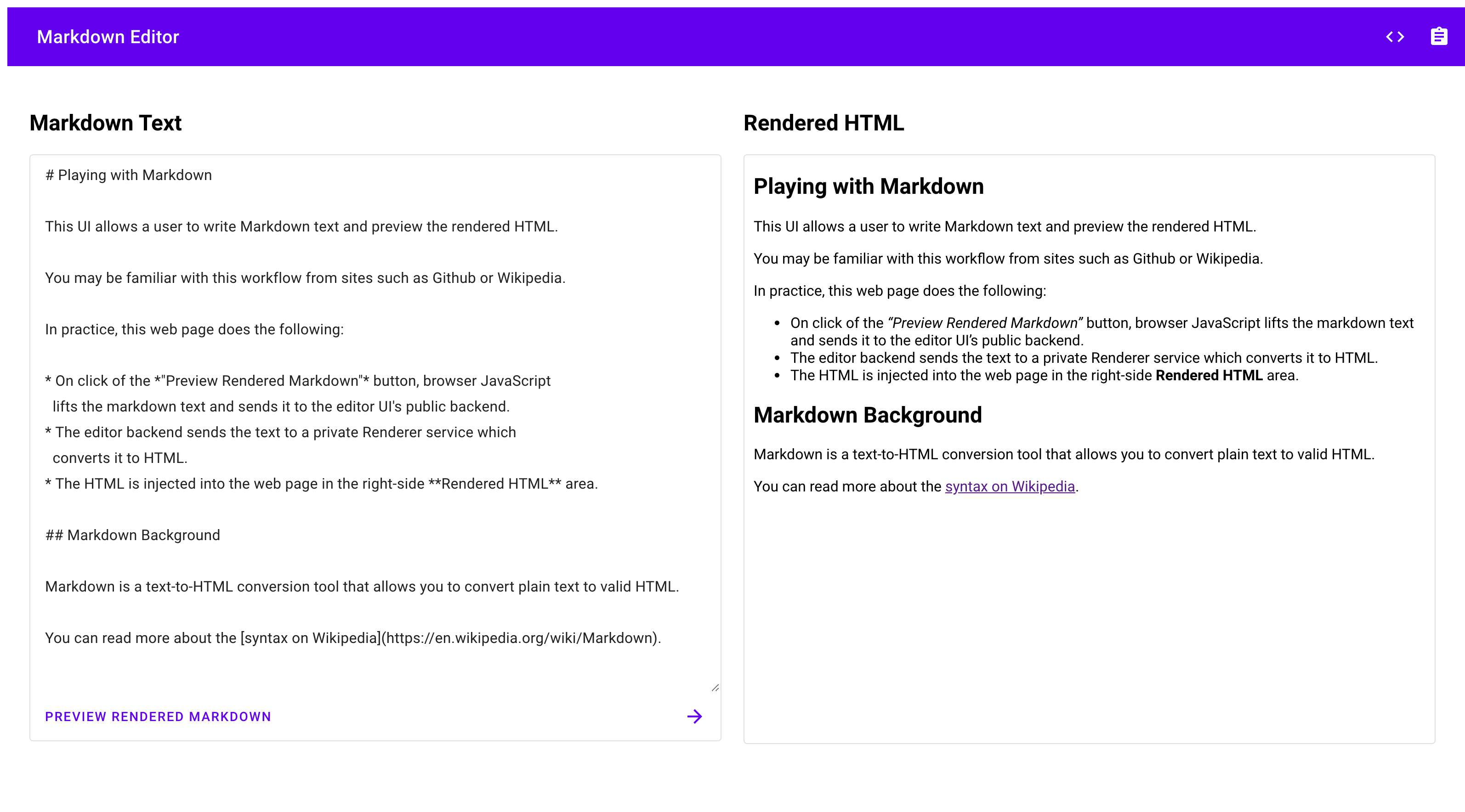 Markdown 編輯器使用者介面螢幕截圖