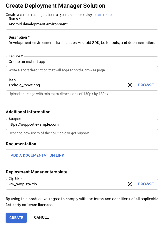 Cloud Deployment Manager 템플릿 기반 솔루션 만들기