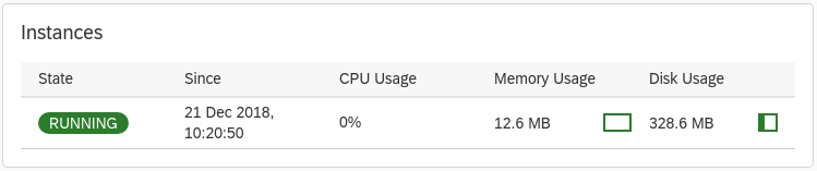 绿色的 RUNNING 指示器显示 Google Cloud Service Broker 正在运行