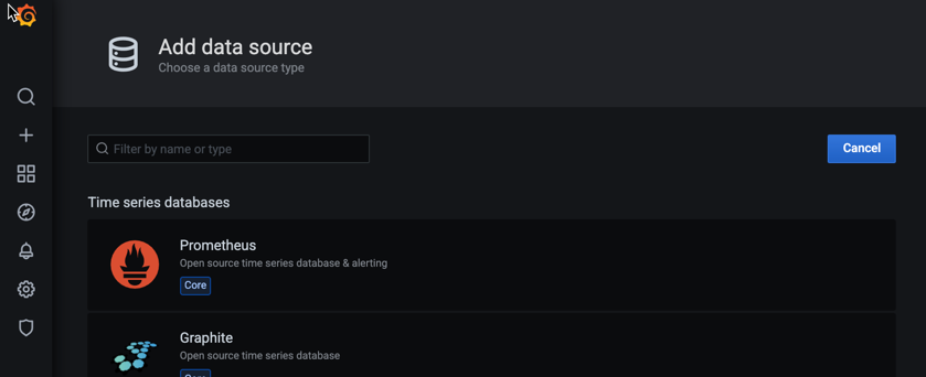 Adding a Prometheus data source.