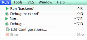 Run backend configuration